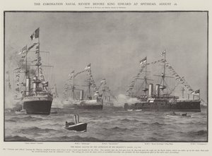 The Coronation Naval Review diante do rei Edward em Spithead, 16 de agosto
